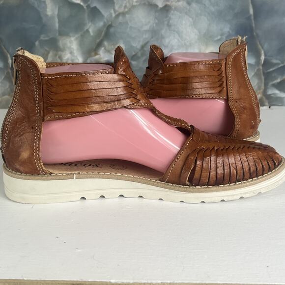 Cucos Calzado Sandals Women's Size 9 Brown Leather Braided Back Zip Up Mexico - Picture 6 of 9